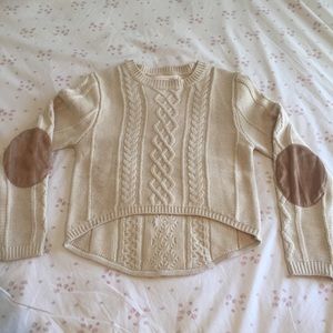 Knitted cropped sweater w elbow pads